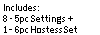 8- 5 Piece Place size (standard size) settings with 6 Servers