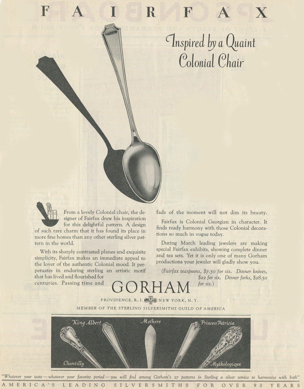 Fairfax Gorham 1928 Ad