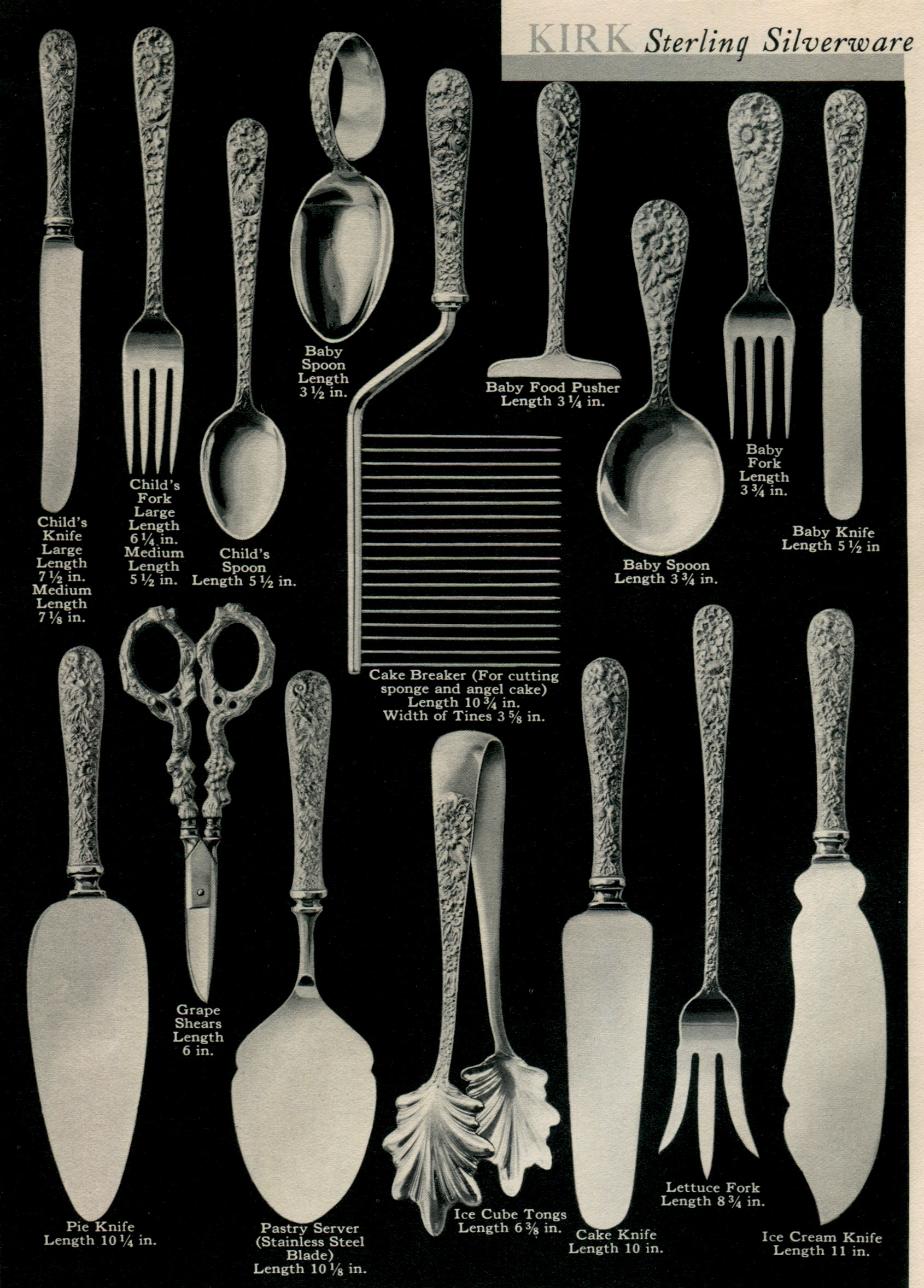 1914 Kirk REPOUSSE Sterling Flatware & Hollow Ware Catalog 46pp photocopy 