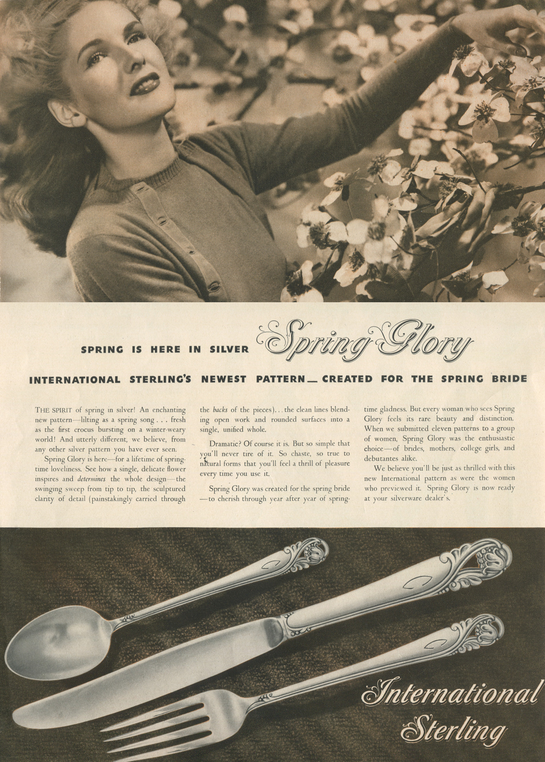 Spring glory sterling deals silver flatware