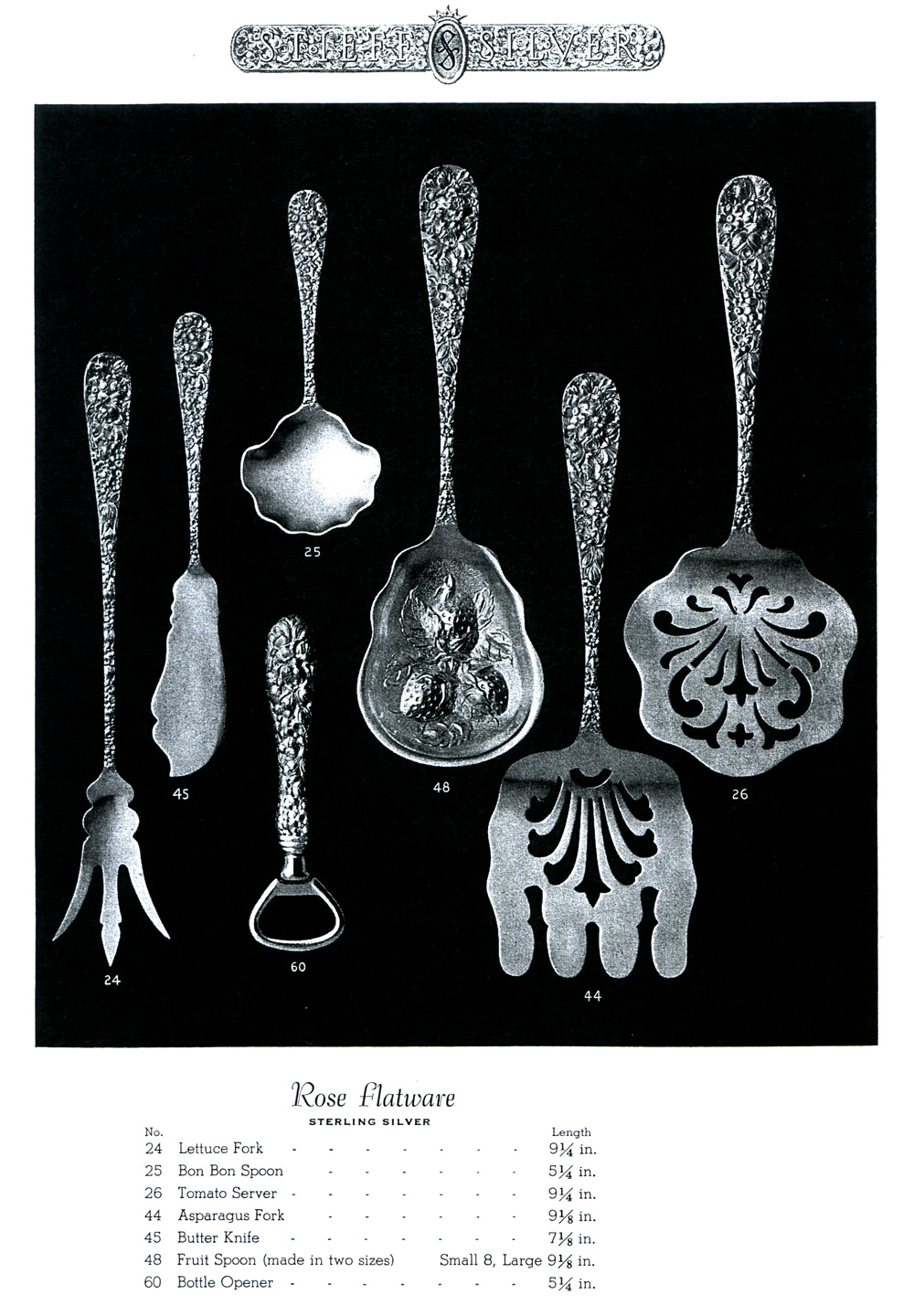 Stieff rose sale sterling silverware