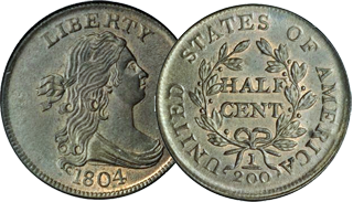 Draped Bust Half Cent – issued 1800-1808