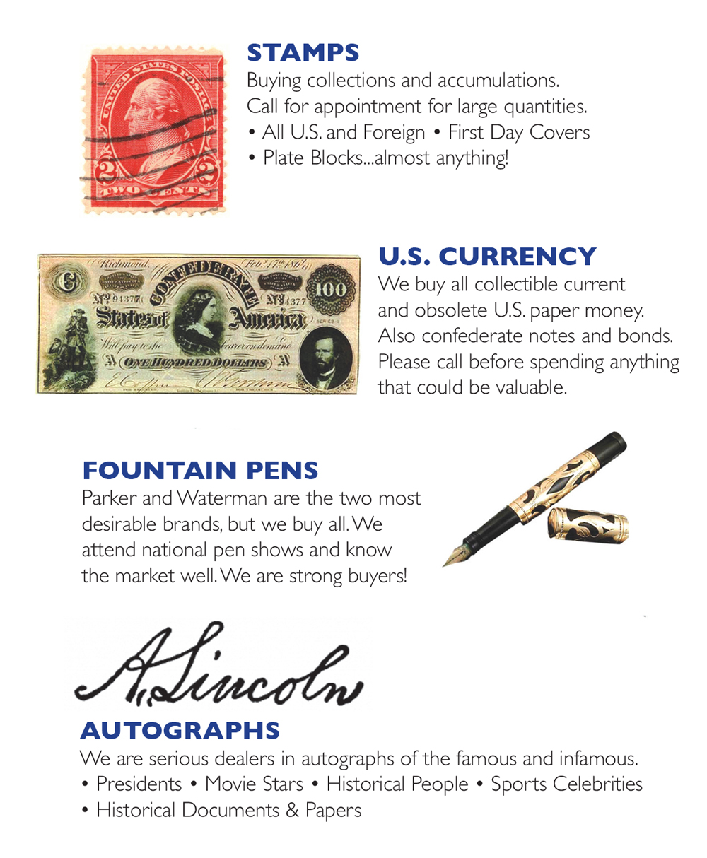 Stamps, Pens, Currency