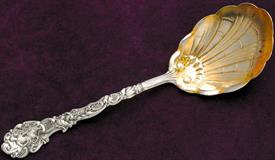 ,8.75" SHELL SALAD SERVING SPOON W/MONOGRAM "C.M.A." AND GOLD WASH BOWL                                                                     