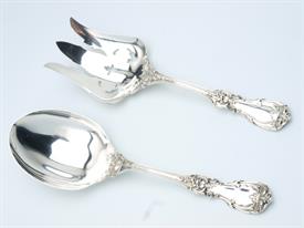 ,2 PIECE ALL SIVER SALAD SPOON AND FORK SET, IT MEASURES 9.5" AND IS VERY HEAVY AT 9.15 TROY OUNCES                                         