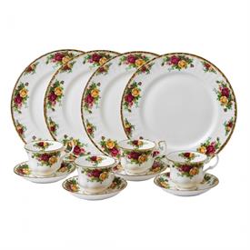 -12-PIECE SET. HAND WASH. INCLUDES 4 DINNER PLATES & 4 CUPS & SAUCERS.                                                                      