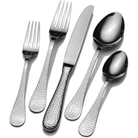 _65 PIECE SET WALLACE CONTINENTAL HAMMERED STAINLESS STEEL FLATWARE. MSRP $345.00                                                           