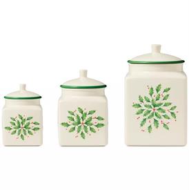 -SET OF 3 CANISTERS. 10", 9" & 8.5" TALL. MSRP $300.00                                                                                      