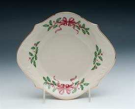 :RED RIBBON CANDY DISH. 8.2" LONG, 7.25" WIDE                                                                                               