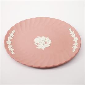 ,CREAM ON PINK JASPERWARE FLUTED OVAL PIN TRAY DISH 7" WITH FLORAL DESIGN. IN EXCELLENT PRE-OWNED CONDITION.                                