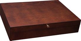 -$EUREKA MAHOGANY BROWN CHEST. HOLDS UP TO 108 PIECES. 15" X 11" X 3"                                                                       