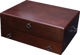 -+$44C Bristol Flatware Chest Dark Cherry Wooden Veneers Holds up to 250 pieces 15" x 11.25" x 8.75 made by Reed & Barton 1 drawer          