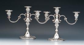 ,Pair of 3 light candelbras 8.25" tall 11.5" span Chantilly by Gorham Sterling Silver Nice Condition                                        