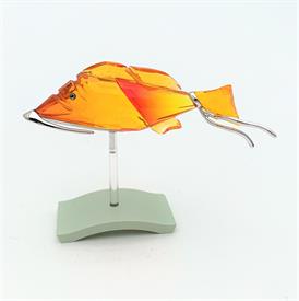 ,'CROTONE' CRYSTAL PARADISE TROPICAL FISH FIGURINE IN FIRE OPAL WITH ORIGINAL STAND, BOX & COA. FISH MEASURES 3.25" LONG, 1" TALL           