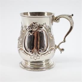 ,GEORGE III FOOTED MUG CA. 1762. MAKERS MARK IS WORN & CANNOT BE READ. APPROX. 4 3/4" TALL. WEIGHS 9.805 TROY OUNCES.                       