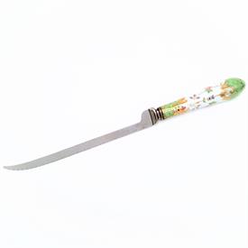 ,RARE A.E. LEWIS & CO. 'FLORAINE' GREEN BREAD KNIFE. 8.9" LONG                                                                              