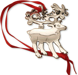 _,3267 DECORAT REINDEER STERLING SILVER ORNAMENT BY HAND & HAMMER                                                                           