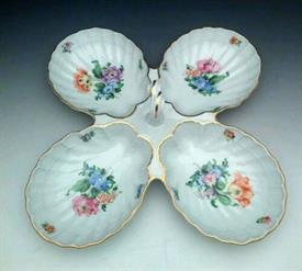,BOUQUET OF FLOWERS 4 PART DIVIDED SERVING DISH WITH HANDLE                                                                                 
