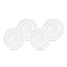 -4-PIECE DESSERT PLATE SET. 7.25" WIDE. MICROWAVE & DISHWASHER SAFE. BREAKAGE REPLACEMENT AVAILABLE. MSRP  $72.00                           