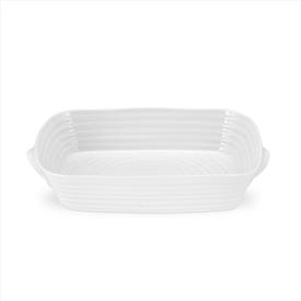 -SMALL RECTANGULAR ROASTING DISH WITH HANDLES. 10.8" LONG, 7.8" WIDE. MSRP $63.00                                                           