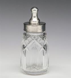 BABY BOTTLE WITH SILVERPLATE LID AND NIPPLE 5.5"T                                                                                           