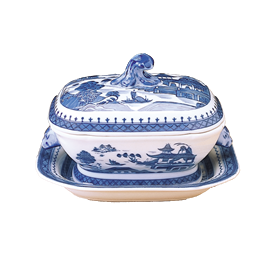 -SAUCE TUREEN & STAND. 7.5" LONG, 5.5" WIDE                                                                                                 