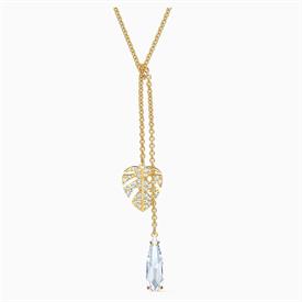 _,5519249 TROPICAL NECKLACE IN WHITE & YELLOW-GOLD PLATE. 14.8" LONG WITH 2.25" DROP.                                                       