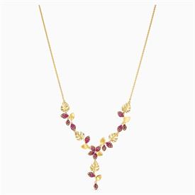 _,5541061 TROPICAL FLOWER Y NECKLACE IN PINK & YELLOW GOLD PLATE. 14.8" LONG WITH 3" ADJUSTER CHAIN.                                        