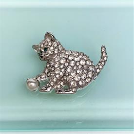 ,RETIRED PAVE KITTEN PLAYING WITH BALL BROOCH. 1.45" WIDE, 1.1" LONG                                                                        