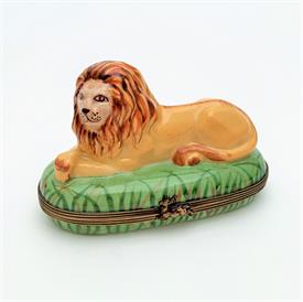 ,LION TRINKET BOX BY CHAMART. HAND PAINTED & SIGNED. 2.4" TALL, 3.75" LONG, 2" WIDE                                                         