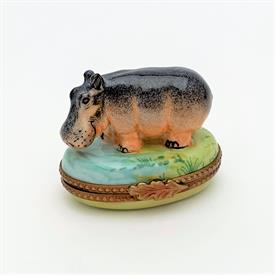 ,RETIRED HIPPO TRINKET BOX BY ROCHARD. HAND PAINTED. 1.75" TALL, 2.1" LONG, 1.5" WIDE                                                       