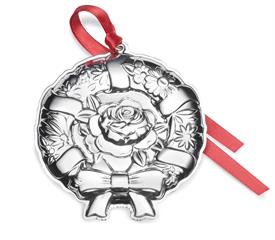 _,2018 10th Ed. Wreath Repousse Ornament 10th Edition Sterling Silver made by Kirk Stieff in USA Year 2018. MSRP $240 UPC#73093670470       