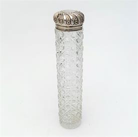 ,1902 MAPPIN & WEBB (LONDON) STERLING SILVER VANITY BOTTLE WITH CUT CRYSTAL BASE. 6.9" TALL, 1.65" WIDE, .45 OZT LID                        