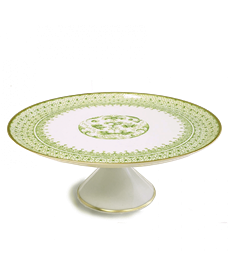 -SMALL FOOTED CAKE PLATE. 6.75" WIDE, 3" TALL                                                                                               