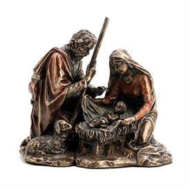 -,HOLY FAMILY, THE NATIVITY OF JESUS 2-PART FIGURINE. COLD CAST BRONZE. 6.25" LONG, 4" TALL                                                 