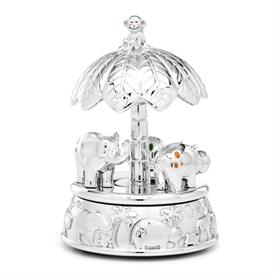 _CAROUSEL MUSICAL BOX. PLAYS 'BEAUTIFUL DREAMER'. 5.5" TALL. SILVERPLATED. BREAKAGE REPLACEMENT AVAILABLE.                                  