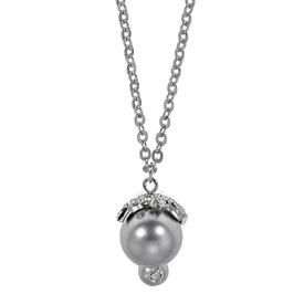 _,'NARRATIVE' PENDANT NECKLACE IN GREY PEARL. 16"-18" LONG                                                                                  