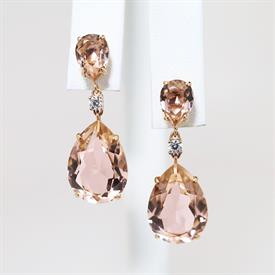 ,VINTAGE PEARDROP EARRINGS IN ROSE GOLD PLATE WITH ROSE CRYSTALS. STYLE #5424361. 1.3" LONG                                                 