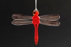 _,RED DRAGONFLY ART GLASS CHRISTMAS ORNAMENTS BY DYNASTY GLASS                                                                              