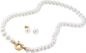 _,3PC. SET WHITE 18" 8MM MAJORCA MAN MADE PEARLES NECKLACE AND MATCHING EARRINGS                                                            