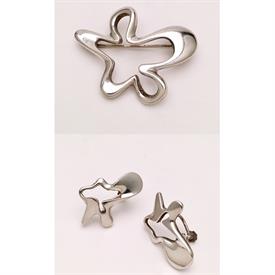 ,1950'S MODERNIST EARRINGS & BROOCH SET. DESIGNED BY FAMED ARTIST HENNING KOPPEL, CREATOR OF THE AMOEBA SHAPE IN MID CENTURY DESIGN         