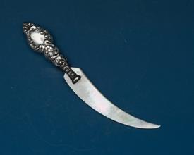 ,MINIATURE MOTHER OF PEARL AND STERLING KNIFE ONLY 3" LONG                                                                                  