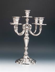 ,5 LIGHT CANDELABRUM 800 FINE 80% PURE SILVER 14" TALL 12" SPAN PROBABLY MADE IN ITALY OR PORTUGAL 41.35 T.OZ. GROSS PROBABLY 25 OZ. NET    