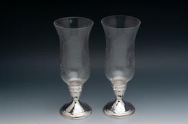 DUCHIN 9.5" TALL PAIR STERLING SILVER WITH GLASS GLOBES                                                                                     