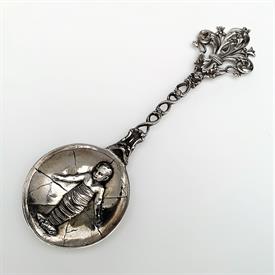 ,FRATELLI COPPINI SWADDLED BABY SPOON WITH FLEUR DE LIS HANDLE. CIRCA EARLY 1900'S. 8.25" LONG                                              