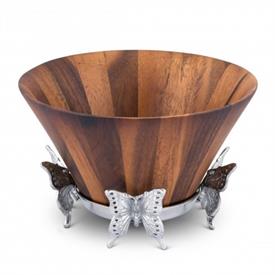 -WOOD SALAD BOWL & STAND. 12" WIDE, 7" TALL                                                                                                 