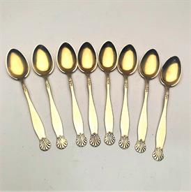 ,SET OF 8 NORWAY 830S GILT OVER SILVER 83% SILVER DEMITASSE SPOON SET                                                                       