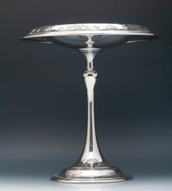 ,Whiting Tall Sterling Compote 10.5" tall and 10" wide, gently used, tiny dent near base                                                    