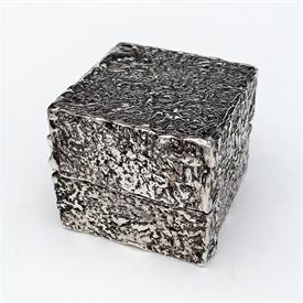 ,UNKNOWN ARTISAN STERLING SILVER BRUTALIST CUBE SHAPED BOX. 1.75" WIDE, 3.86 OZT                                                            