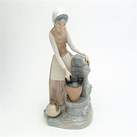 ,0136 'LADY AT THE FOUNTAIN' GIRL COLLECTING WATER FIGURINE. 11.5" TALL                                                                     